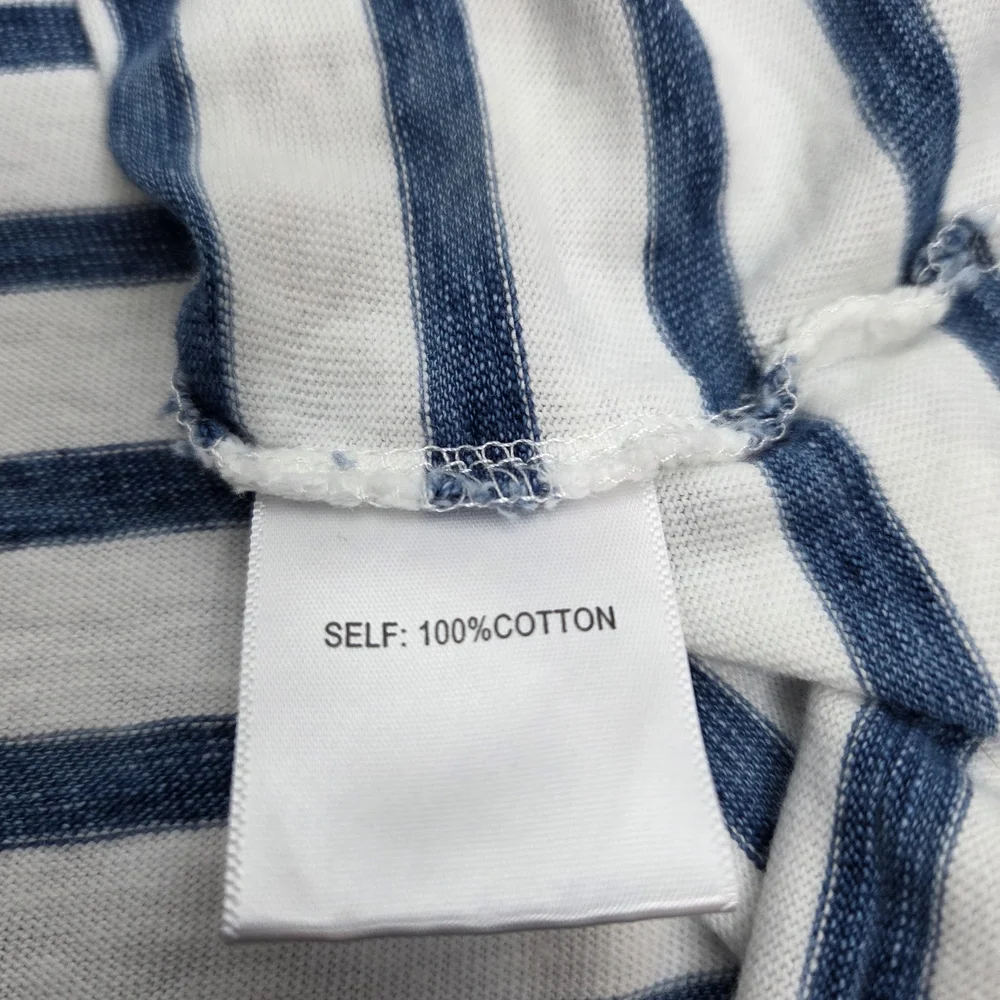 Jane & Delancey Navy White Striped Tie Sleeve Top L Nautical Coastal
